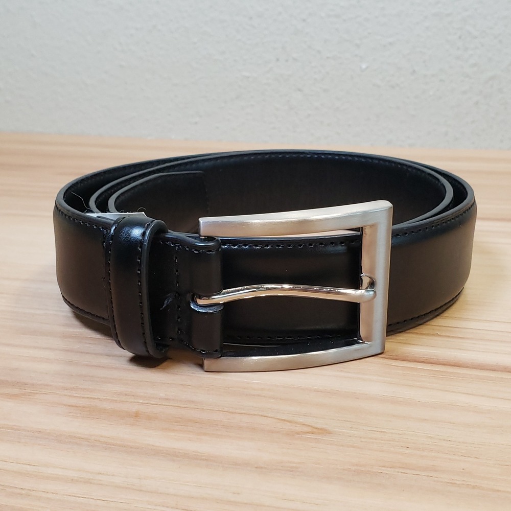 Gelente Genuine Leather Belt Black Classic Everyday Normcore Office Preppy 30/32
